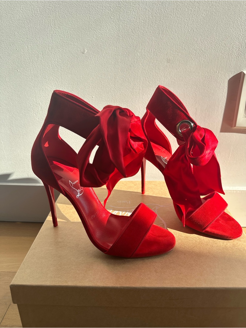 Red satin Christian Louboutin Heels